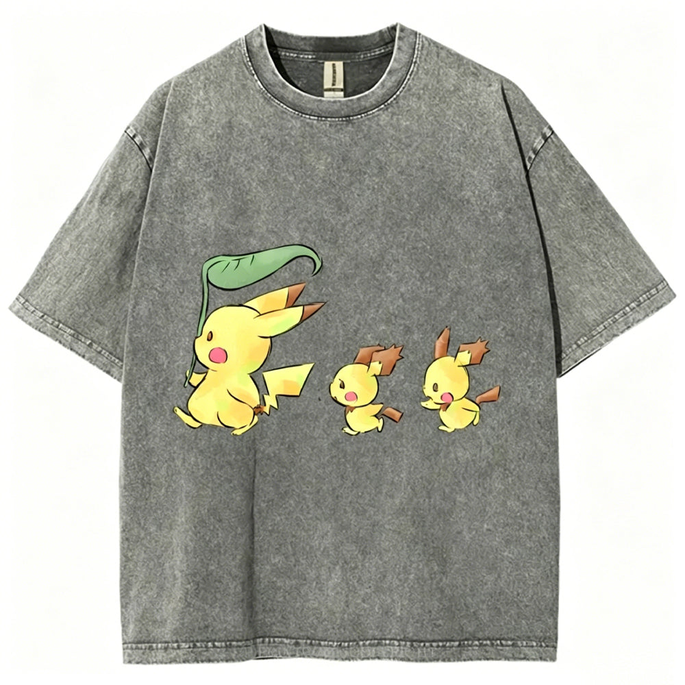 Cute Pikachu Trio Unisex Vintage Tee