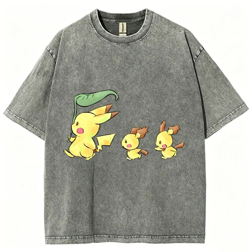 Cute Pikachu Trio Unisex Vintage Tee