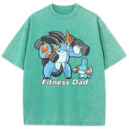 Fitness Dad Marshtomp Mudkip Gym Cartoon Vintage Washed T-Shirt