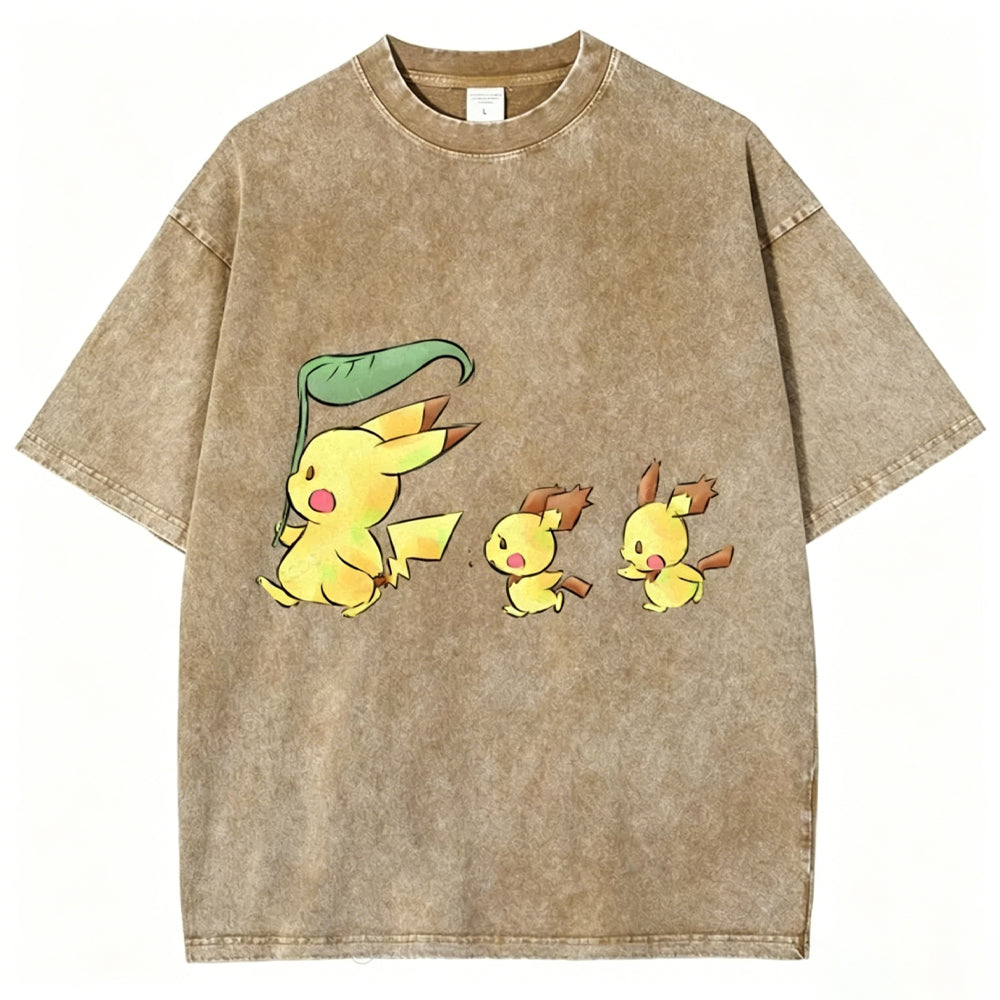 Cute Pikachu Trio Unisex Vintage Tee