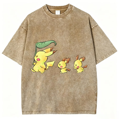 Cute Pikachu Trio Unisex Vintage Tee