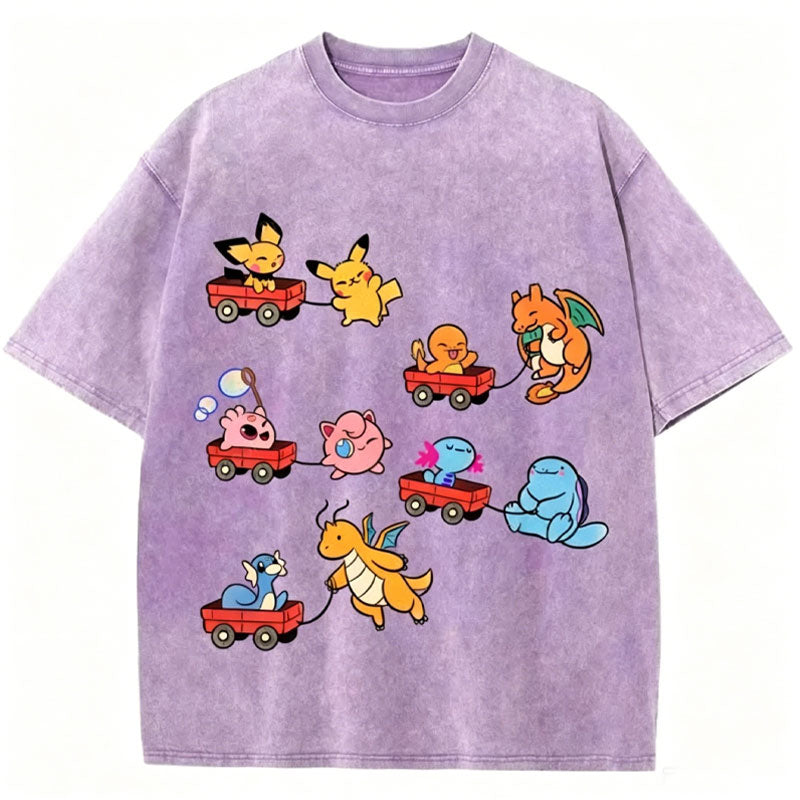 Pok¡§|mon Advanced Form Unisex Vintage Washed Tee