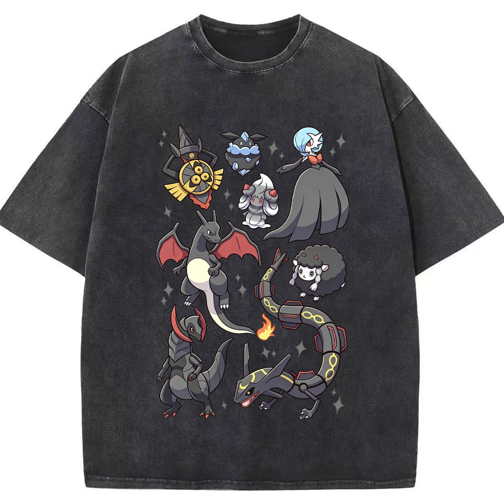 Black Dark Dragon Evolution Squad Cartoon Tee | Pokemon Anime