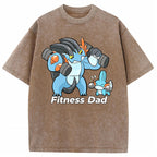 Fitness Dad Marshtomp Mudkip Gym Cartoon Vintage Washed T-Shirt
