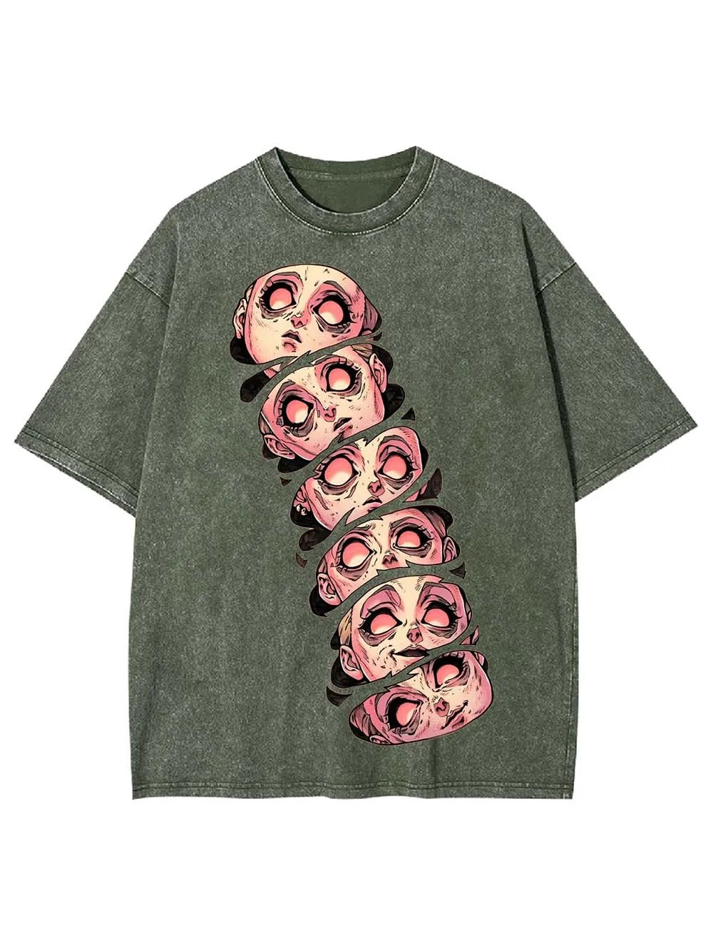 Stacked Faces Of Disarray Washed T-Shirt