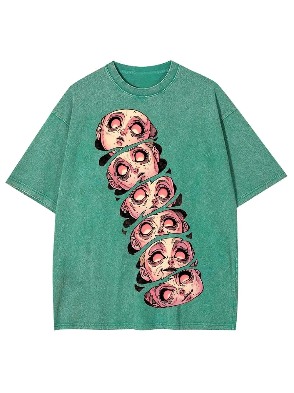 Stacked Faces Of Disarray Washed T-Shirt