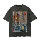Ukiyoe Charizard vs Blastoise Pokemon Anime Vintage Tee | Pokemon