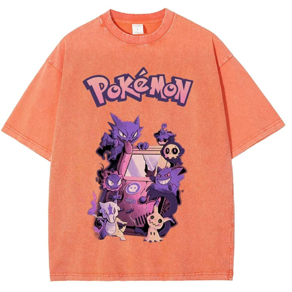 Unisex Vintage Washed T-Shirt | Ghost Type Pok¡§|mon Retro Graphic Tee